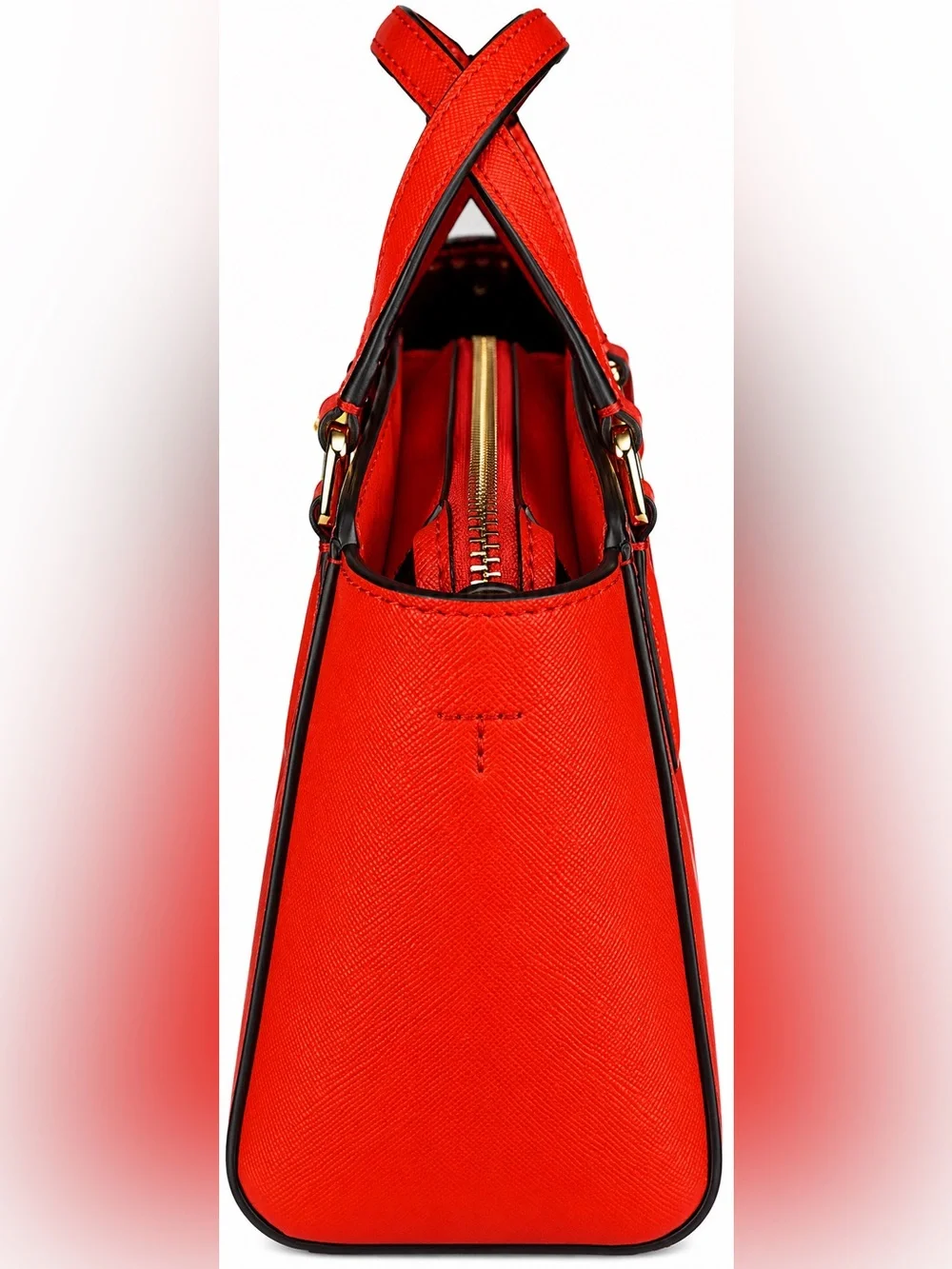 NWOT Tory Burch Emerson Brilliant Red Saffiano Tote + Wallet Set